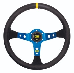 OMP Corsica Scamosciato Steering Wheel (Blue Spokes, Black Stitching)