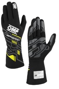 OMP SPORT GLOVES FIA 8856-2018 BLACK / FLUO YELLOW SZ. XS