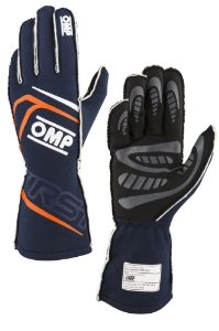 OMP FIRST GLOVES FIA 8856-2018 NAVY BLUE / FLUO OG SZ. XS